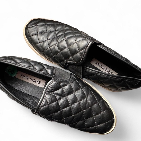 Steve Madden Black Quilted Womens Slip On Shoes size 8 - Picture 5 of 6